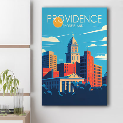 Providence Rhode Island Retro Art Print, Providence City Wall Art, Canvas Print, Painting Canvas, Living Room Decor