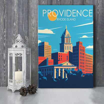 Providence Rhode Island Retro Art Print, Providence City Wall Art, Canvas Print, Painting Canvas, Living Room Decor