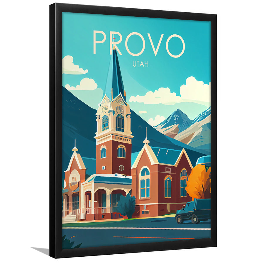 Provo Utah Retro Art Print, Provo City Wall Art, Framed Art Print, Picture Framed, Painting Art