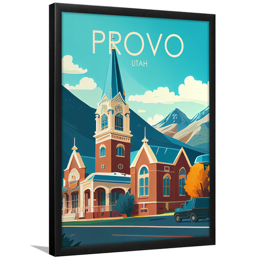 Provo Utah Retro Art Print, Provo City Wall Art, Framed Art Print, Picture Framed, Painting Art