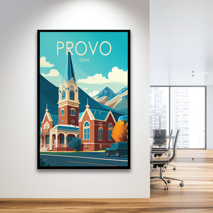 Provo Utah Retro Art Print, Provo City Wall Art, Framed Art Print, Picture Framed, Painting Art