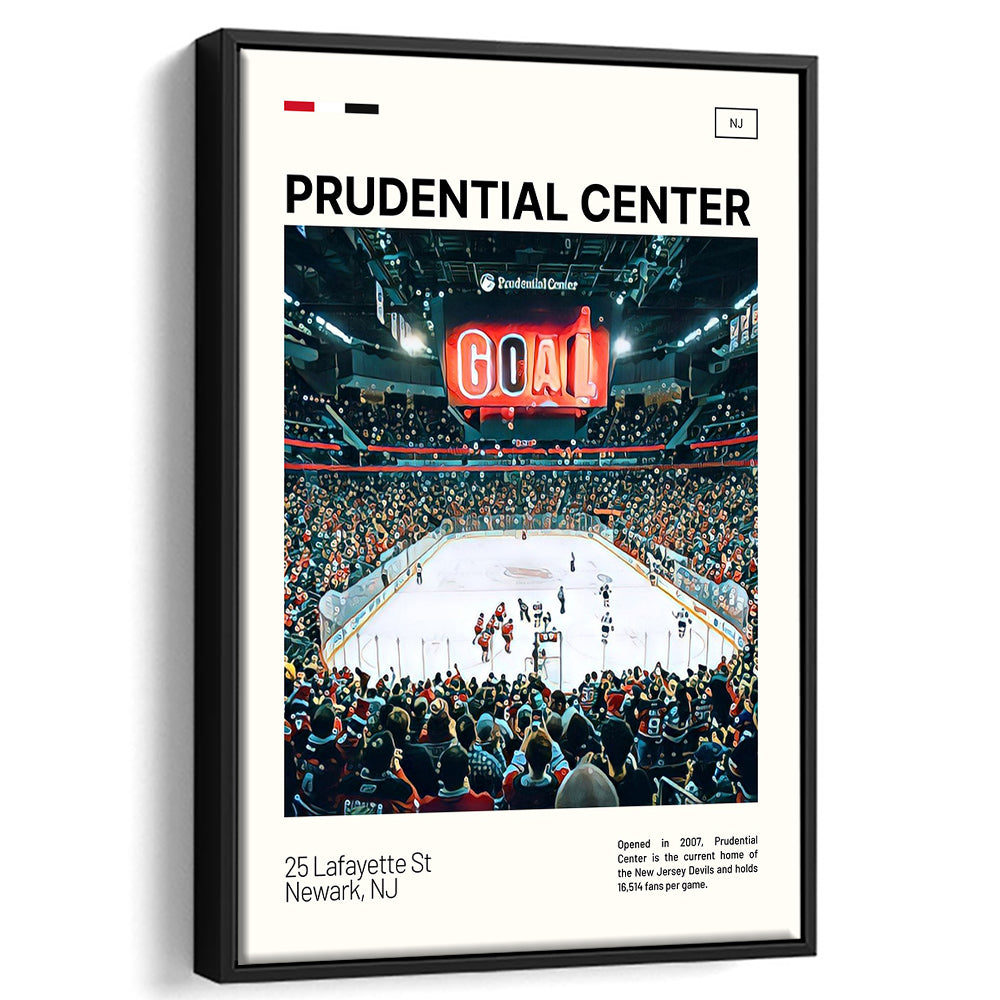 Prudential Center Print, New Jersey Devils Stadium Canvas Art, Man Cave Gift, Floating Framed Canvas Print Wall Art