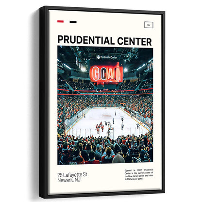 Prudential Center Print, New Jersey Devils Stadium Canvas Art, Man Cave Gift, Floating Framed Canvas Print Wall Art