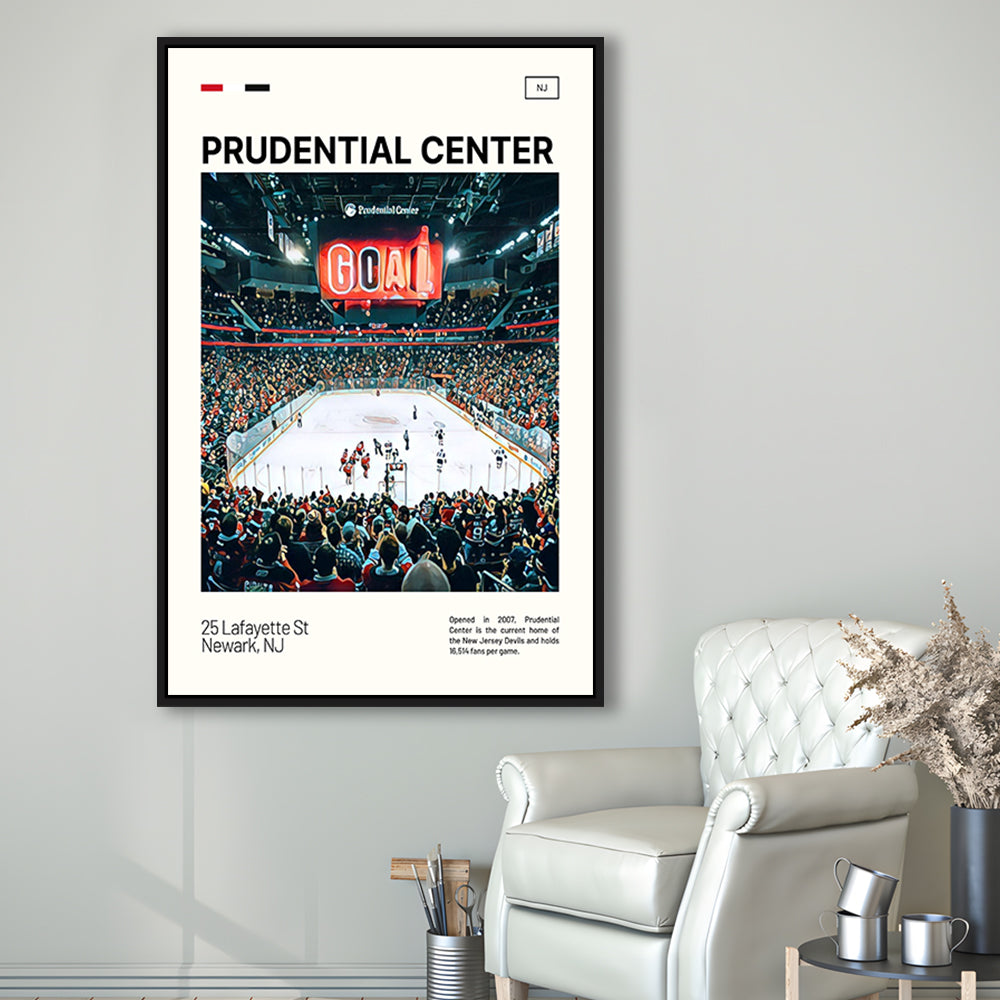 Prudential Center Print, New Jersey Devils Stadium Canvas Art, Man Cave Gift, Floating Framed Canvas Print Wall Art