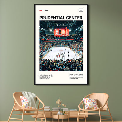 Prudential Center Print, New Jersey Devils Stadium Canvas Art, Man Cave Gift, Floating Framed Canvas Print Wall Art