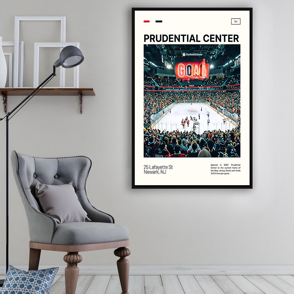 Prudential Center Print, New Jersey Devils Stadium Canvas Art, Man Cave Gift, Floating Framed Canvas Print Wall Art