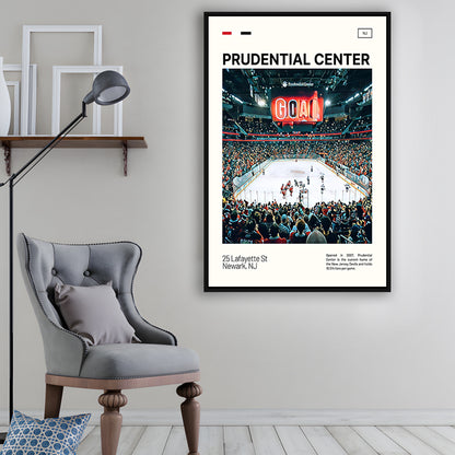 Prudential Center Print, New Jersey Devils Stadium Canvas Art, Man Cave Gift, Floating Framed Canvas Print Wall Art