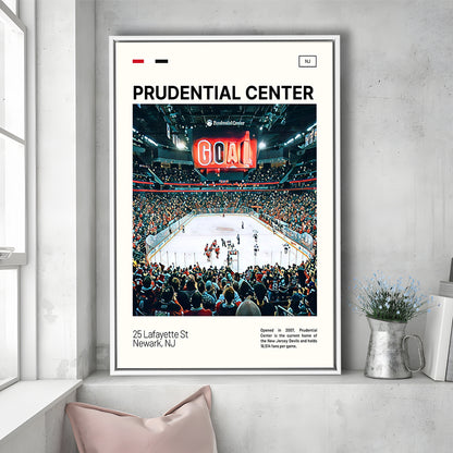 Prudential Center Print, New Jersey Devils Stadium Canvas Art, Man Cave Gift, Floating Framed Canvas Print Wall Art
