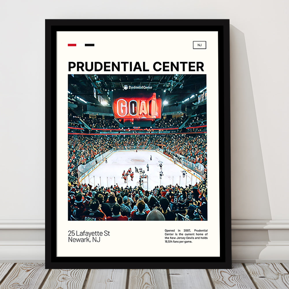 Prudential Center Print, New Jersey Devils Stadium Canvas Art, Man Cave Gift, Floating Framed Canvas Print Wall Art