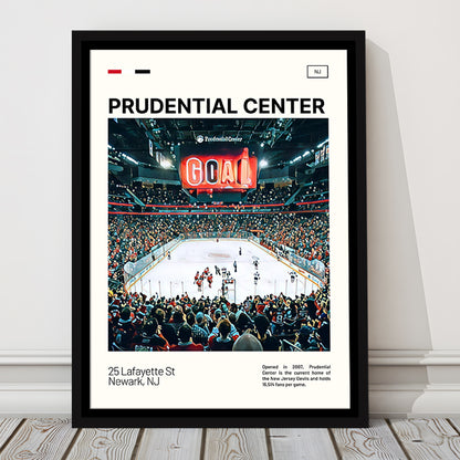Prudential Center Print, New Jersey Devils Stadium Canvas Art, Man Cave Gift, Floating Framed Canvas Print Wall Art