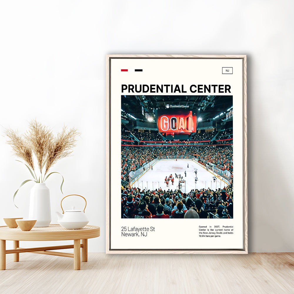 Prudential Center Print, New Jersey Devils Stadium Canvas Art, Man Cave Gift, Floating Framed Canvas Print Wall Art