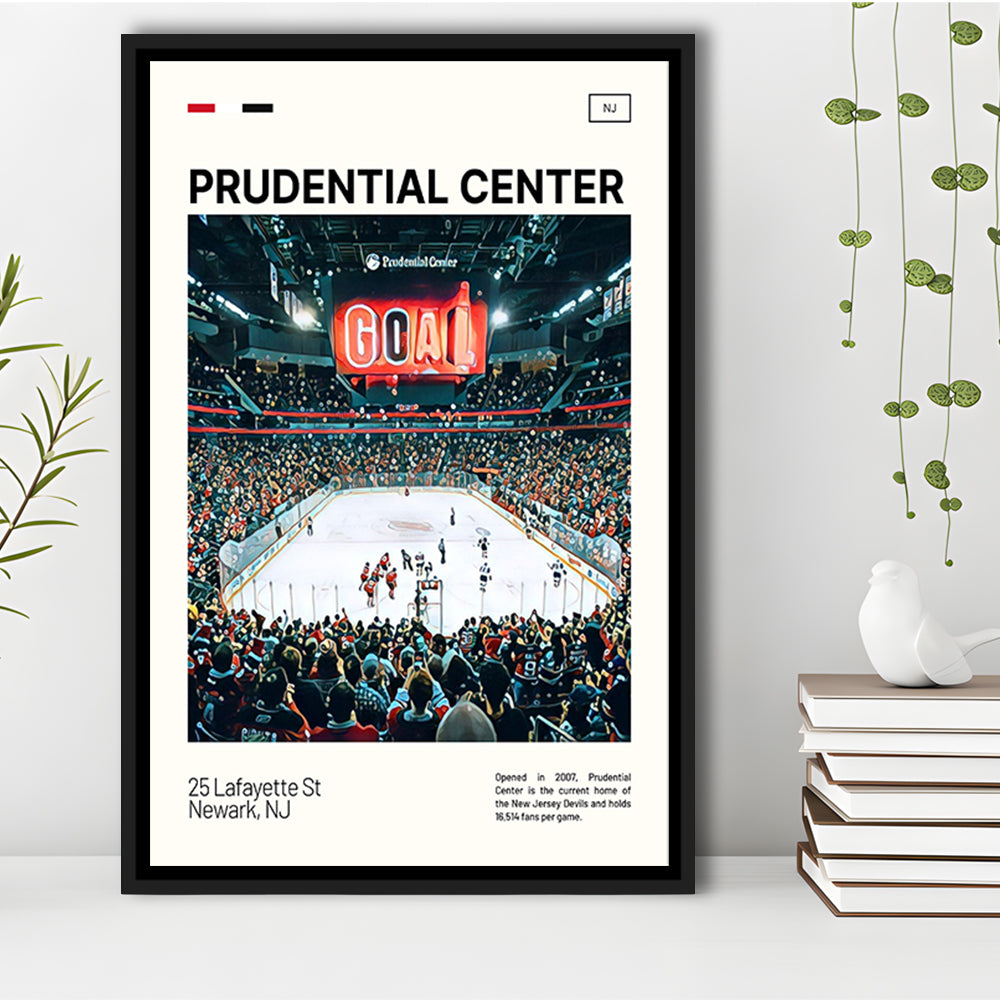 Prudential Center Print, New Jersey Devils Stadium Canvas Art, Man Cave Gift, Floating Framed Canvas Print Wall Art