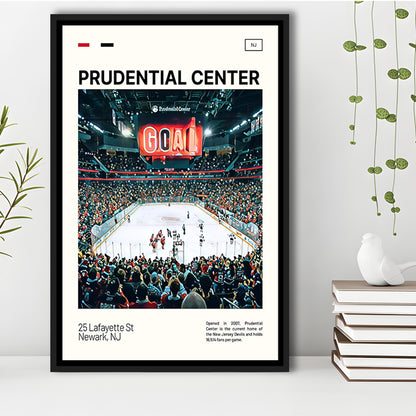 Prudential Center Print, New Jersey Devils Stadium Canvas Art, Man Cave Gift, Floating Framed Canvas Print Wall Art