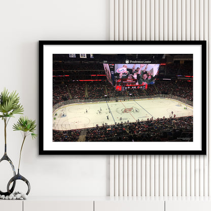 Prudential Center, Stadium Canvas, Sport Art, Gift for him, White Border Framed Art Print Wall Decor