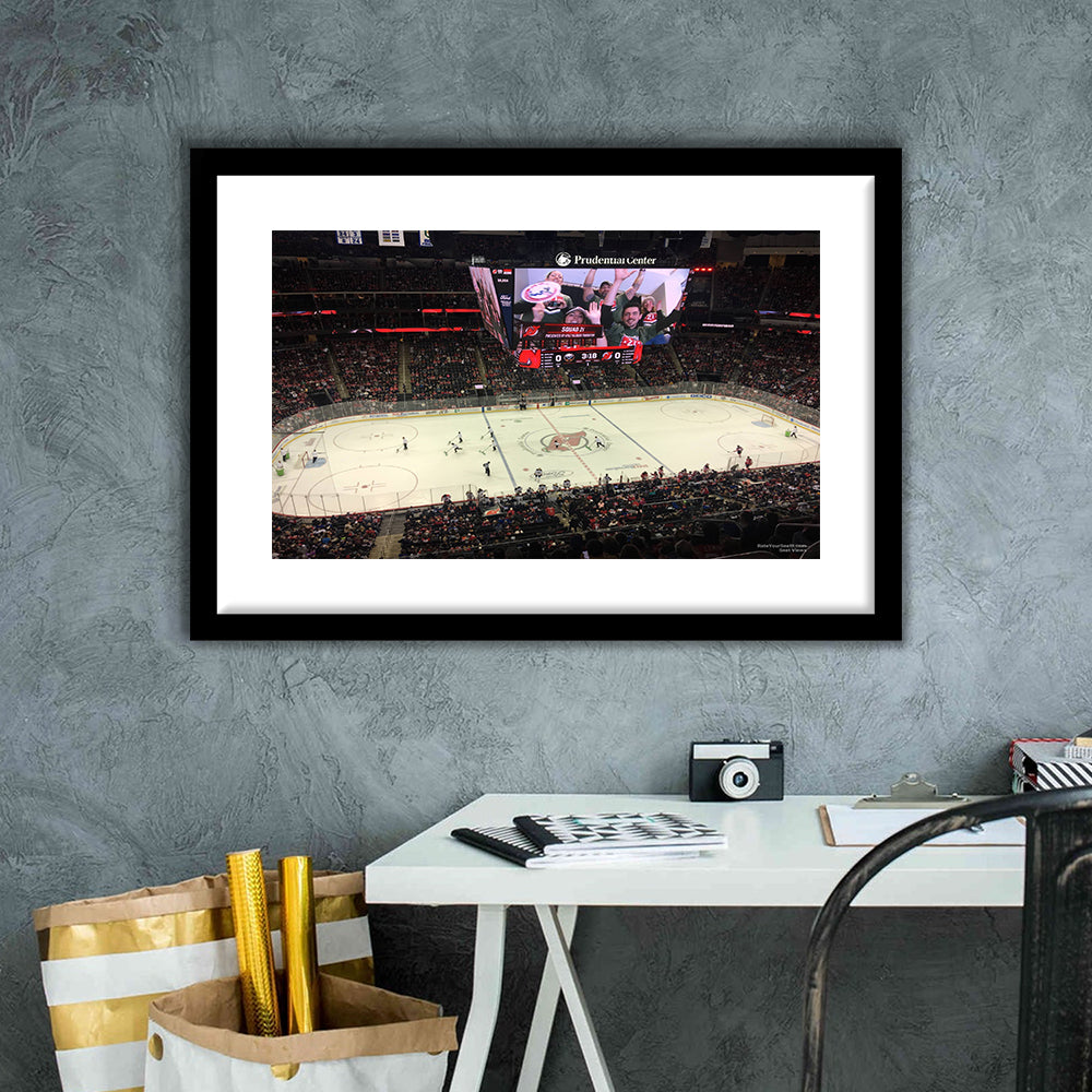 Prudential Center, Stadium Canvas, Sport Art, Gift for him, White Border Framed Art Print Wall Decor