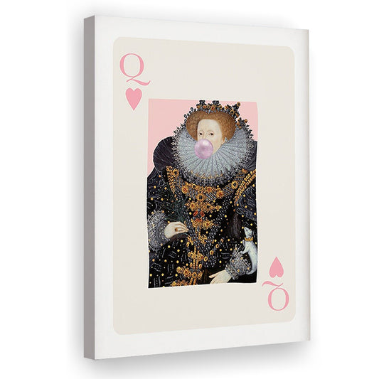 Queen Bubble Gum Wall Art Print, Queen Of Hearts, Pink Wall Art, Canvas Prints Wall Art