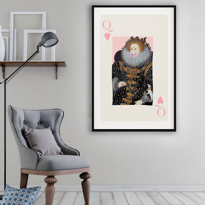 Queen Bubble Gum Wall Art Print, Queen Of Hearts, Pink Wall Art, Framed Canvas Prints Wall Art