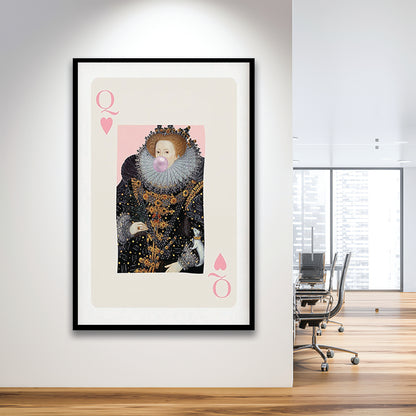 Queen Bubble Gum Wall Art Print, Queen Of Hearts, Pink Wall Art, Framed Art Prints Wall Decor
