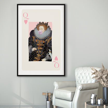 Queen Bubble Gum Wall Art Print, Queen Of Hearts, Pink Wall Art, Framed Canvas Prints Wall Art