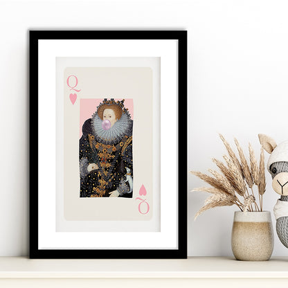 Queen Bubble Gum Wall Art Print, Queen Of Hearts, Pink Wall Art, Framed Art Prints White Border Wall Decor