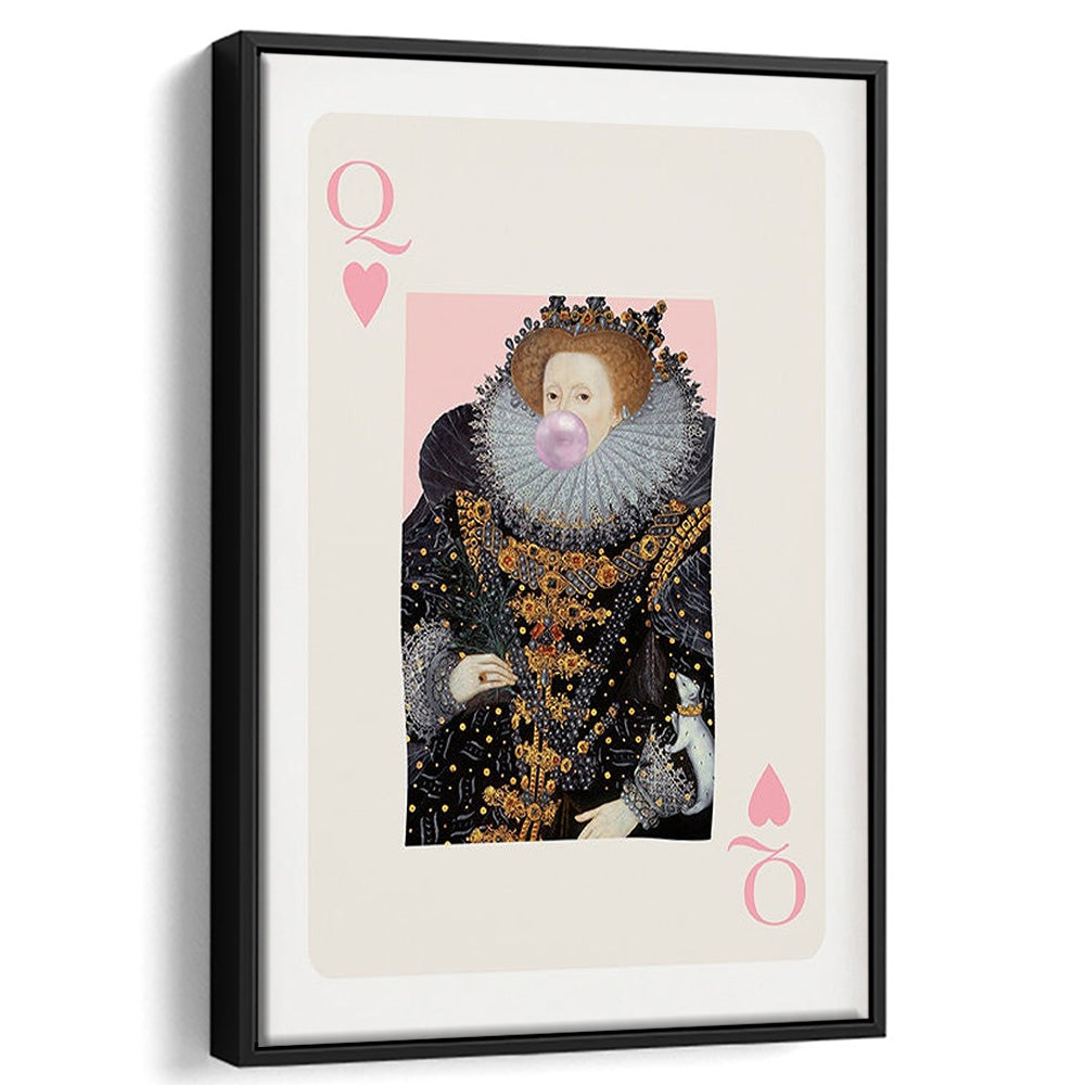 Queen Bubble Gum Wall Art Print, Queen Of Hearts, Pink Wall Art, Framed Canvas Prints Wall Art