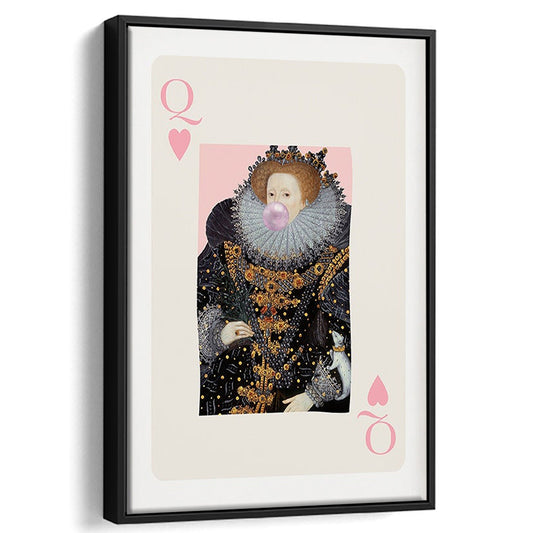 Queen Bubble Gum Wall Art Print, Queen Of Hearts, Pink Wall Art, Framed Canvas Prints Wall Art