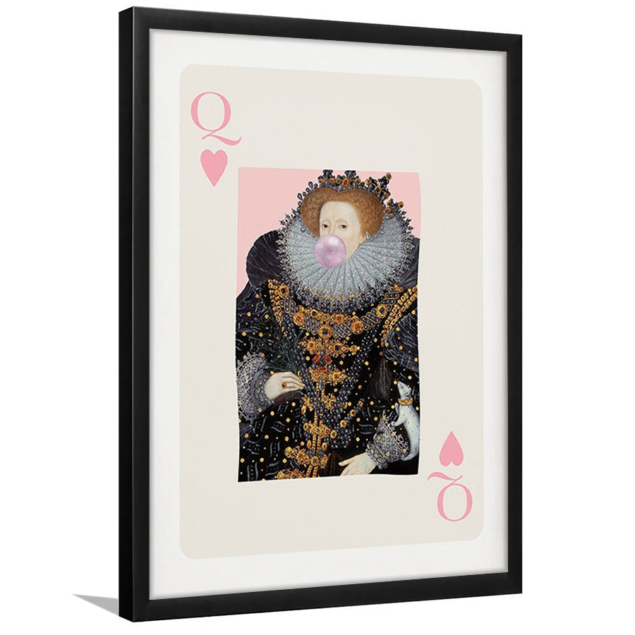 Queen Bubble Gum Wall Art Print, Queen Of Hearts, Pink Wall Art, Framed Art Prints Wall Decor