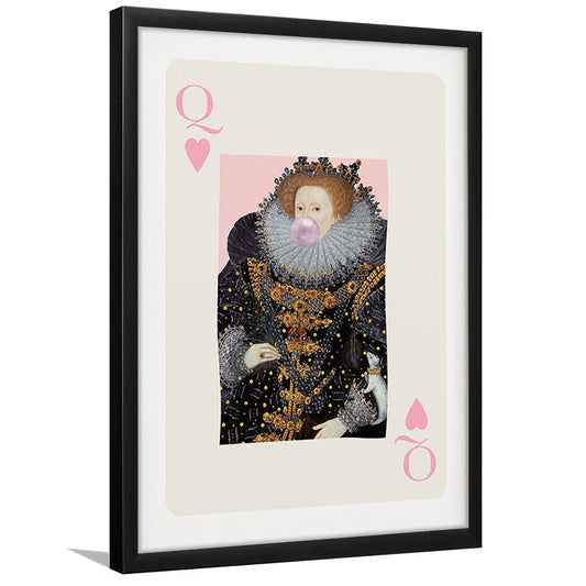 Queen Bubble Gum Wall Art Print, Queen Of Hearts, Pink Wall Art, Framed Art Prints Wall Decor