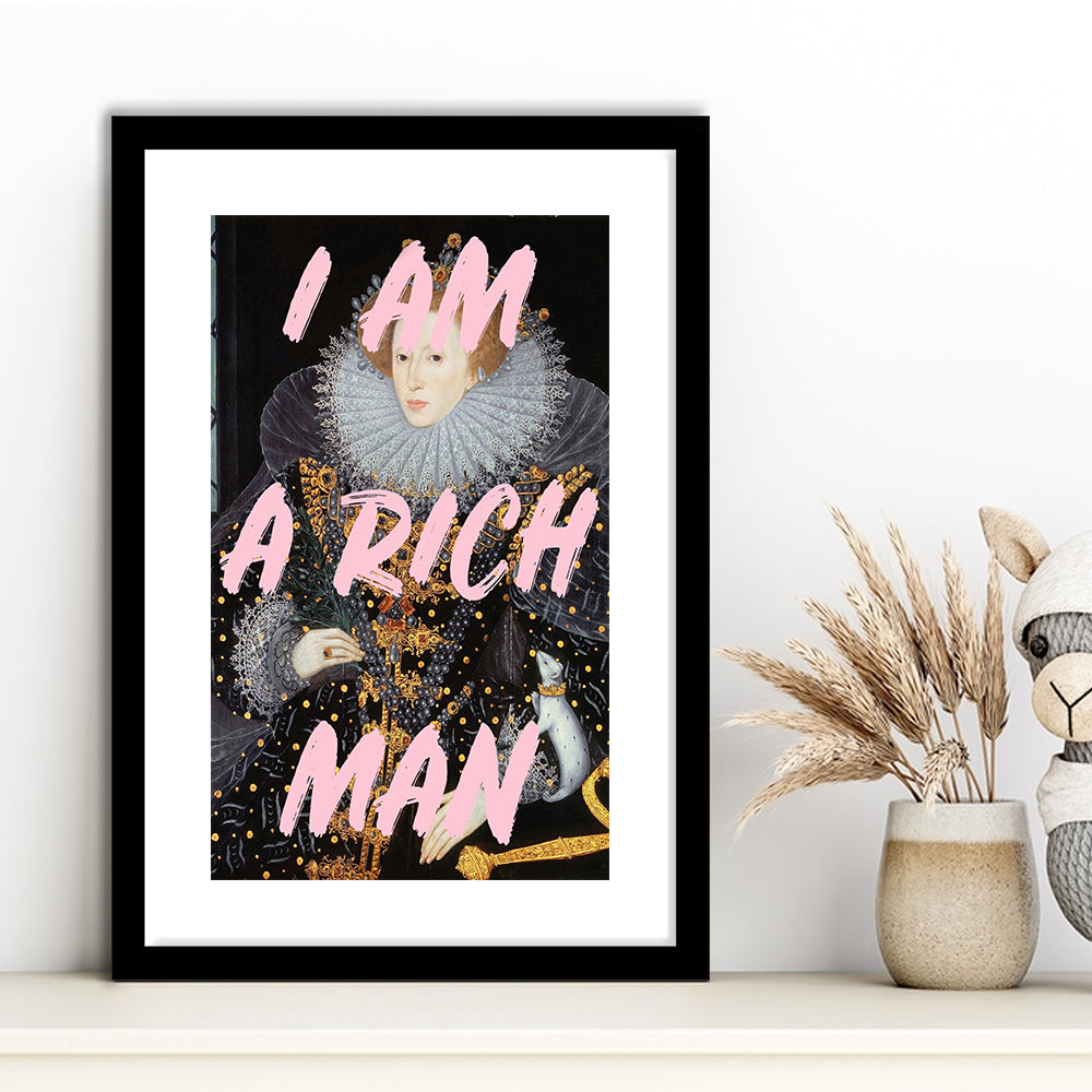 Queen Elizabeth I Rich Man Printed, Framed Picture Print, Framed Art Prints White Border Wall Decor