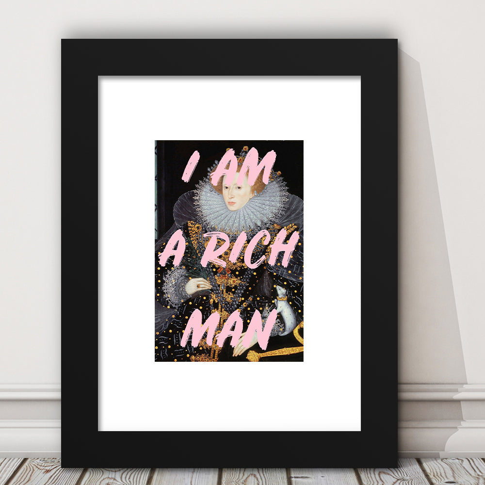 Queen Elizabeth I Rich Man Printed, Framed Picture Print, Framed Art Prints White Border Wall Decor