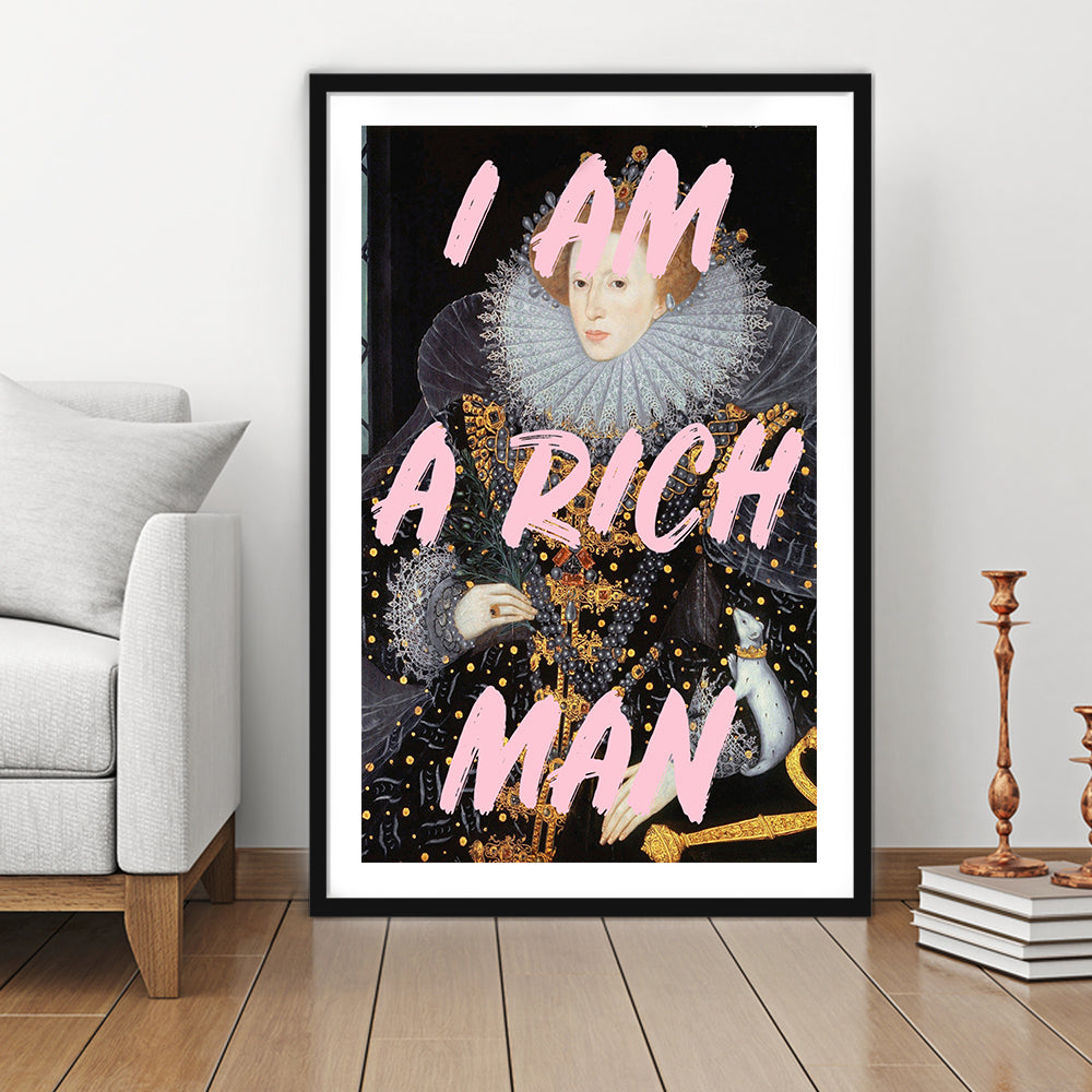 Queen Elizabeth I Rich Man Printed, Framed Picture Print, Framed Art Prints White Border Wall Decor