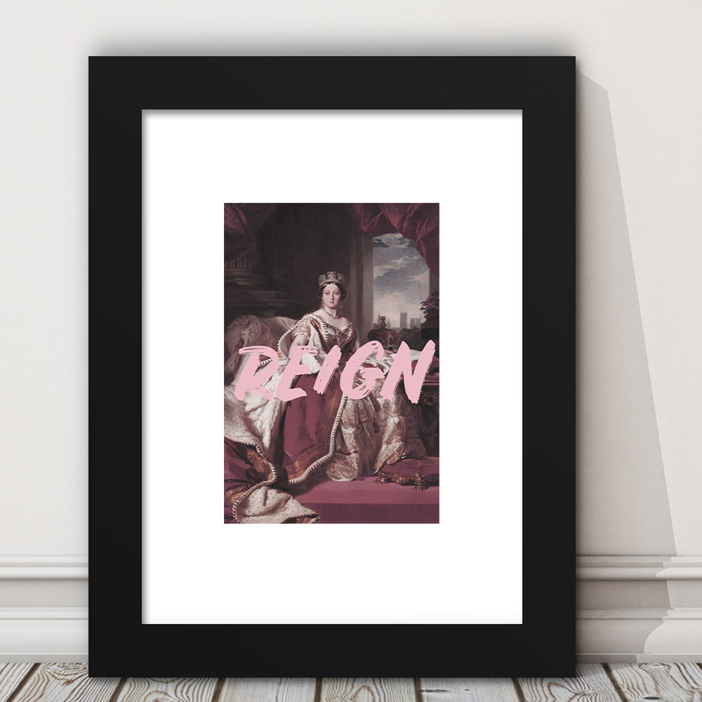 Queen Victoria Print Wall Art Pink Wall Print, Framed Picture Print, Framed Art Prints White Border Wall Decor