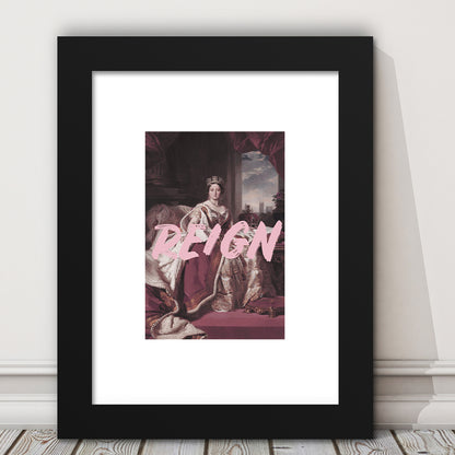 Queen Victoria Print Wall Art Pink Wall Print, Framed Picture Print, Framed Art Prints White Border Wall Decor