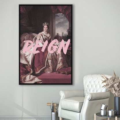 Queen Victoria Print Wall Art Pink Wall Print, Floating Framed Canvas Art Print,, Framed Canvas Prints Wall Art