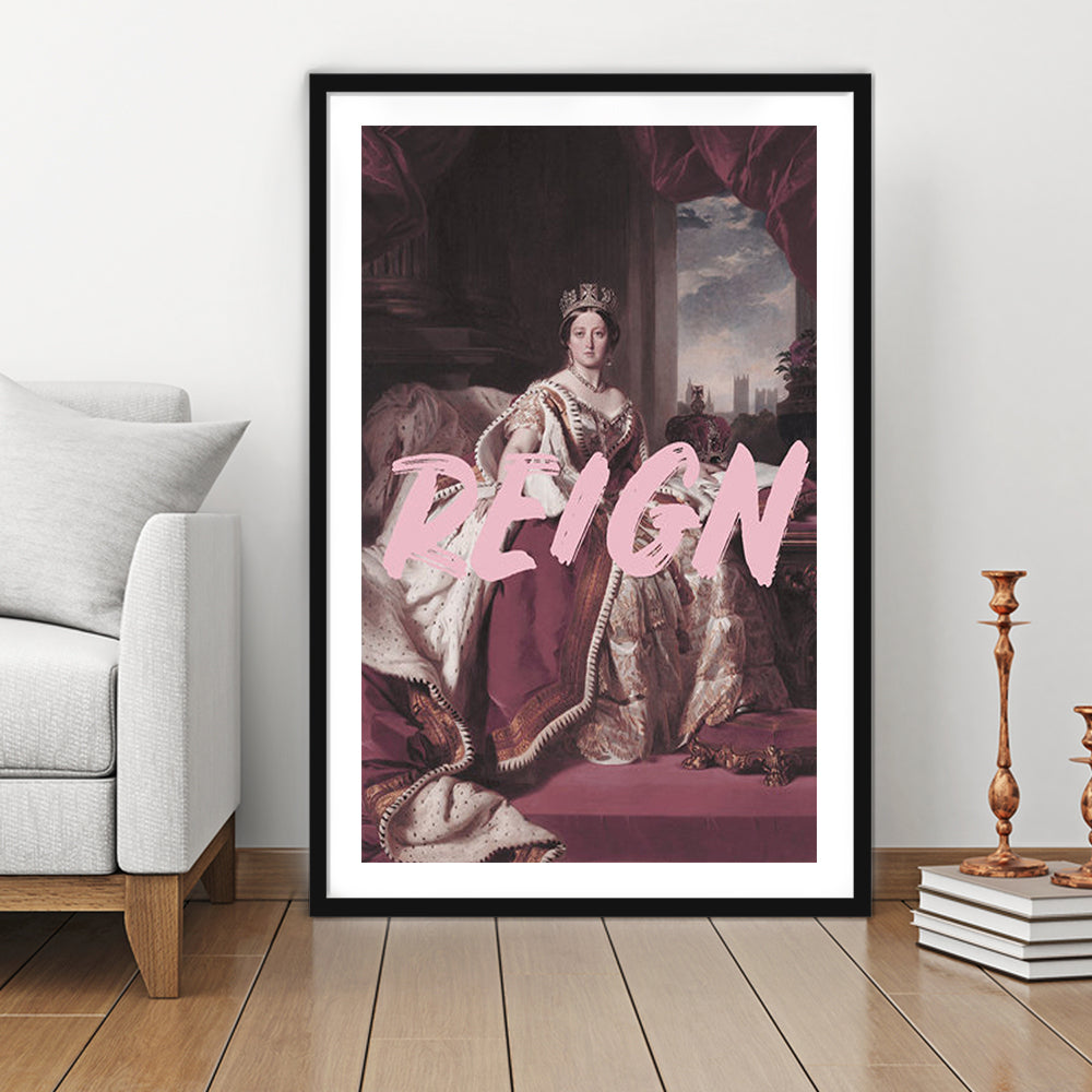 Queen Victoria Print Wall Art Pink Wall Print, Framed Picture Print, Framed Art Prints White Border Wall Decor