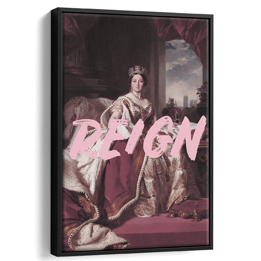 Queen Victoria Print Wall Art Pink Wall Print, Floating Framed Canvas Art Print,, Framed Canvas Prints Wall Art