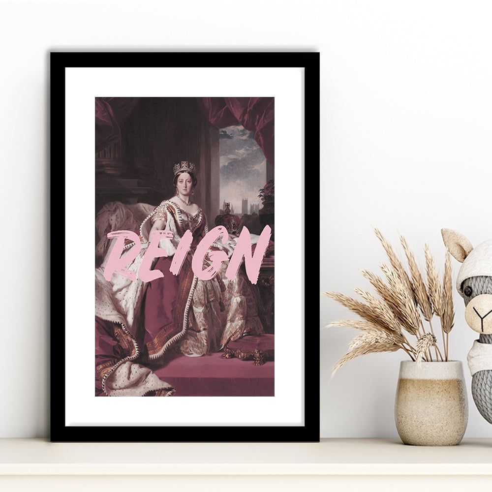 Queen Victoria Print Wall Art Pink Wall Print, Framed Picture Print, Framed Art Prints White Border Wall Decor