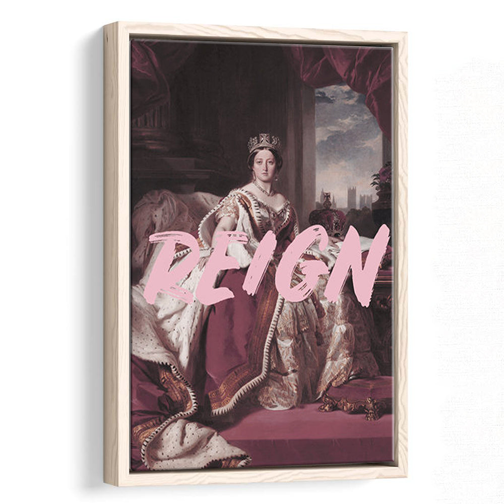 Queen Victoria Print Wall Art Pink Wall Print, Floating Framed Canvas Art Print,, Framed Canvas Prints Wall Art