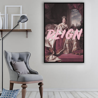 Queen Victoria Print Wall Art Pink Wall Print, Floating Framed Canvas Art Print,, Framed Canvas Prints Wall Art
