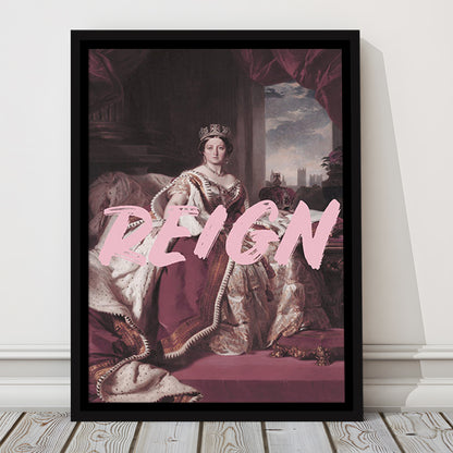 Queen Victoria Print Wall Art Pink Wall Print, Floating Framed Canvas Art Print,, Framed Canvas Prints Wall Art