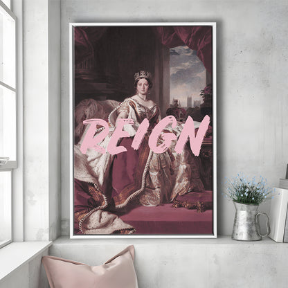 Queen Victoria Print Wall Art Pink Wall Print, Floating Framed Canvas Art Print,, Framed Canvas Prints Wall Art