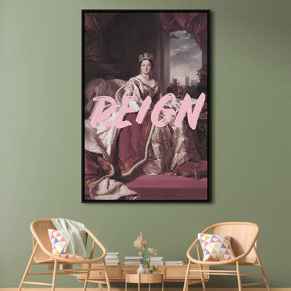 Queen Victoria Print Wall Art Pink Wall Print, Floating Framed Canvas Art Print,, Framed Canvas Prints Wall Art