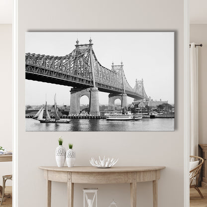 Queensboro Bridge New York City Architecture Print Black and White Art, Canvas Print Wall Art Decor