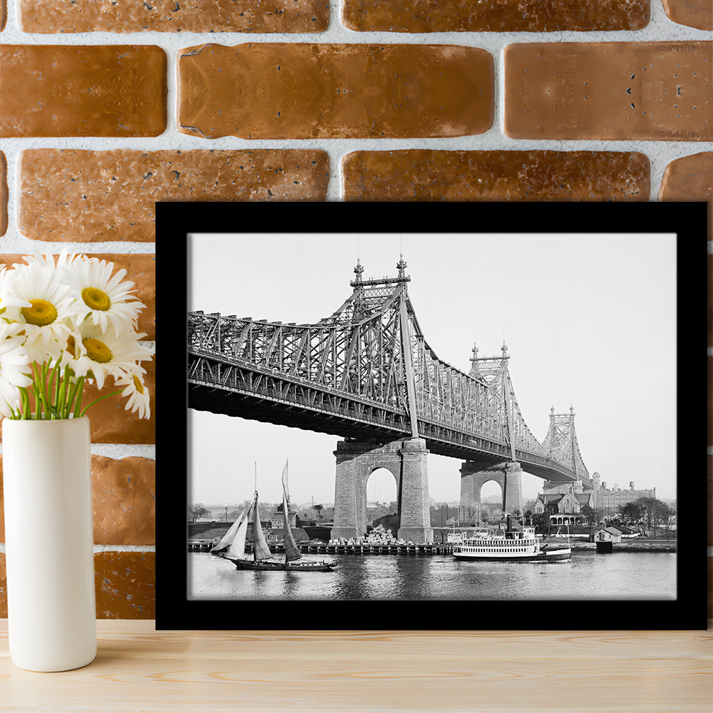 Queensboro Bridge New York City Architecture Print Black and White Art, Framed Art Print Wall Decor