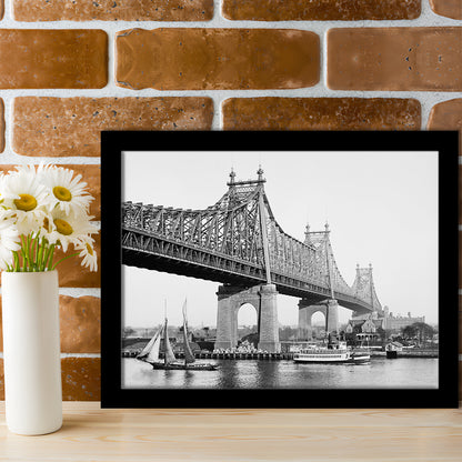 Queensboro Bridge New York City Architecture Print Black and White Art, Framed Art Print Wall Decor