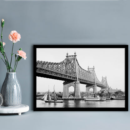 Queensboro Bridge New York City Architecture Print Black and White Art, Framed Art Print Wall Decor