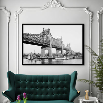 Queensboro Bridge New York City Architecture Print Black and White Art, Framed Art Print Wall Decor
