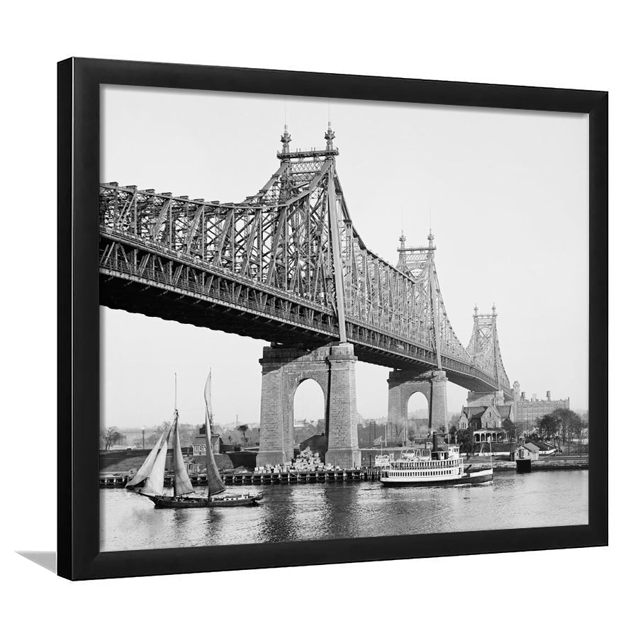 Queensboro Bridge New York City Architecture Print Black and White Art, Framed Art Print Wall Decor