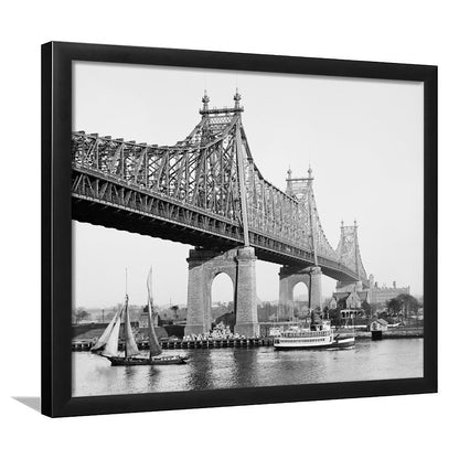 Queensboro Bridge New York City Architecture Print Black and White Art, Framed Art Print Wall Decor