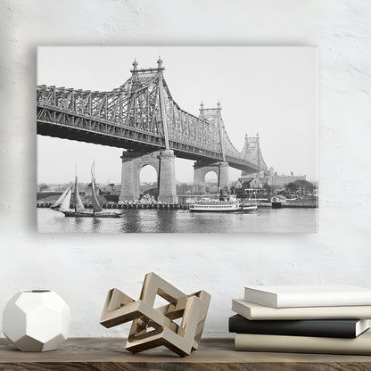 Queensboro Bridge New York City Architecture Print Black and White Art, Canvas Print Wall Art Decor